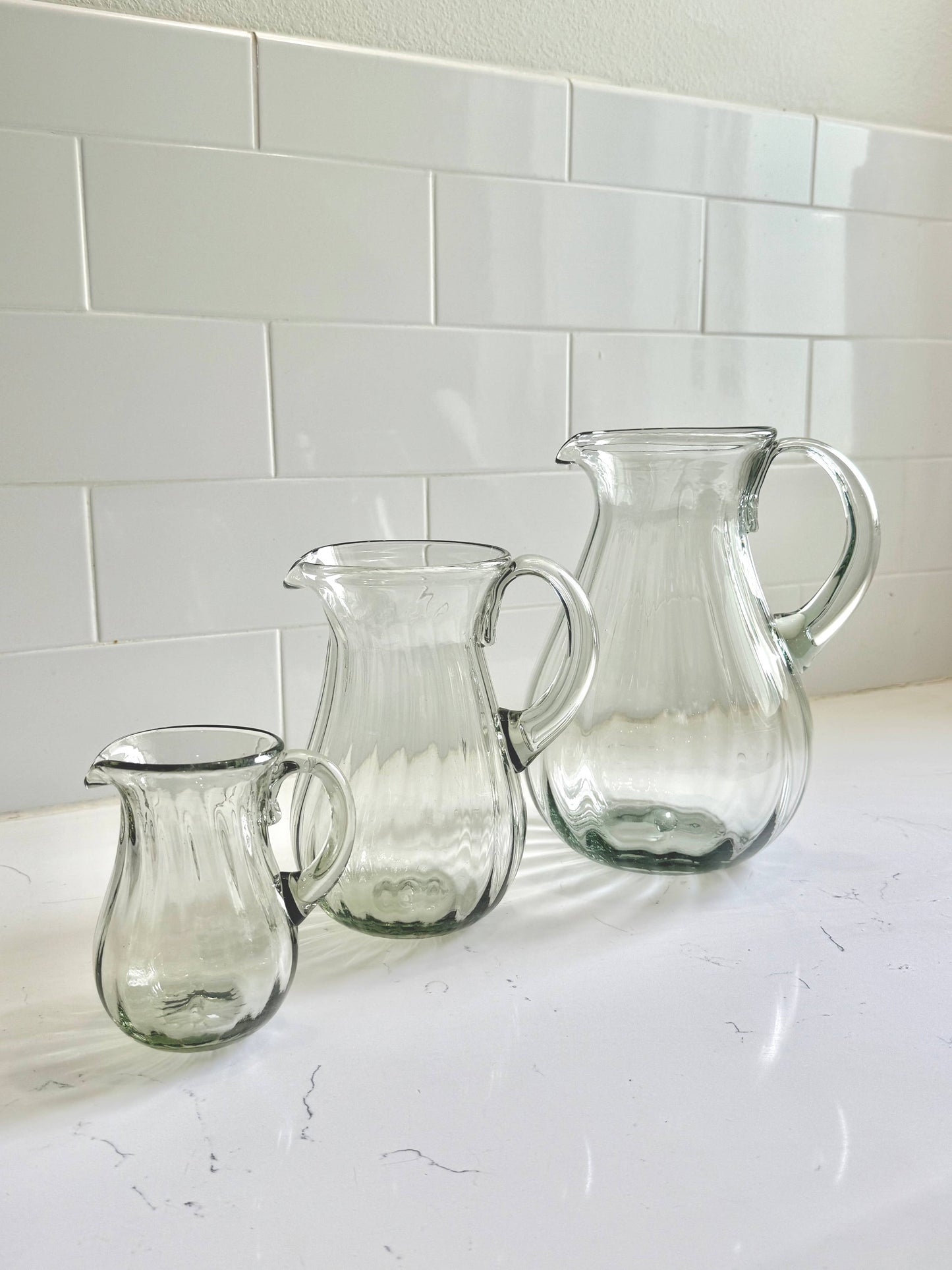 Handblown Fluted Pitcher: Large