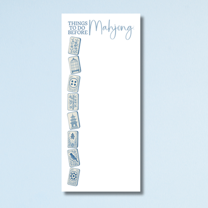 Watercolor Chinoiserie Mahjong Tile Rectangle Notepad : Things To Do Before Mahjong