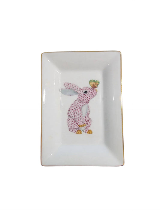 Pink Spring Bunny with Butterfly on Nose Tray