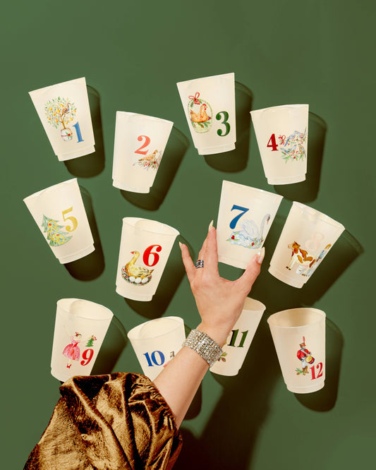 12 Days of Christmas Frosted Cups / 12 Cups - Christmas