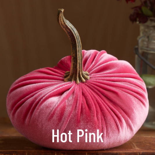 Pumpkin Large Velvet, Fall Mantel Decor, Halloween Table: Hot Pink