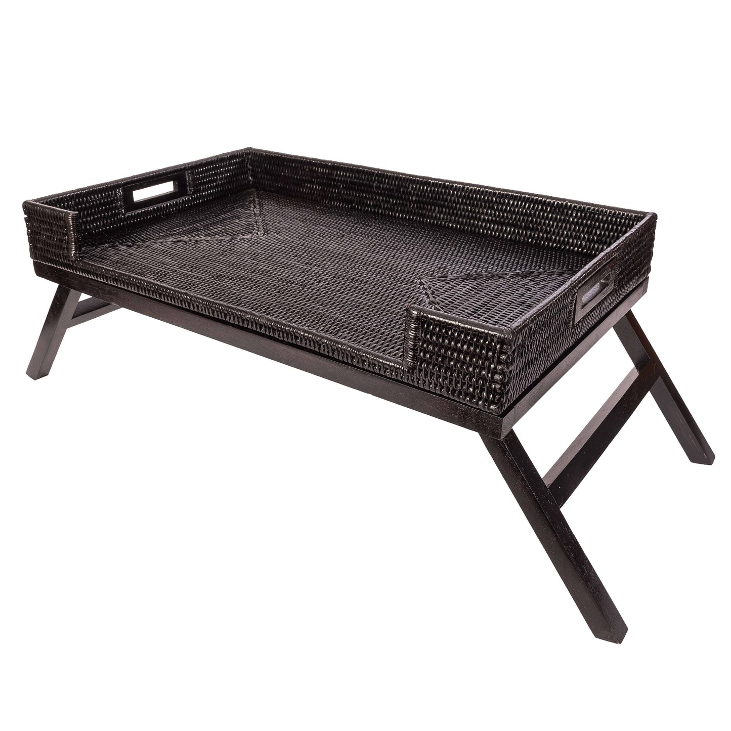 Artifacts Rattan™ Breakfast Tray & Table: Tudor Black