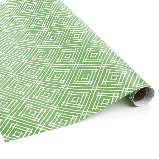 White and Green Lattice Gift Wrapping Paper