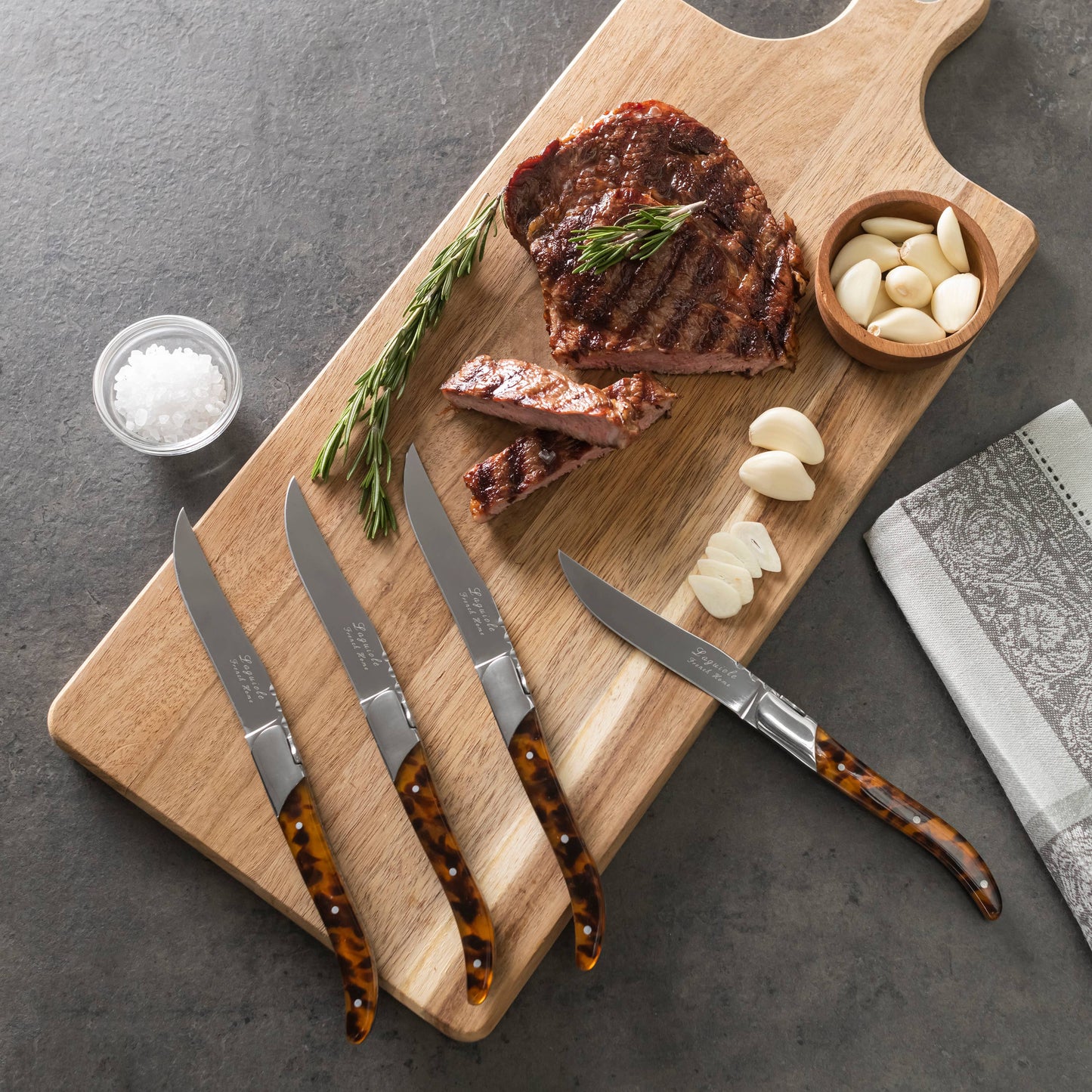 Tortoise Shell 4-Piece Laguiole Connoisseur Steak Knife Set