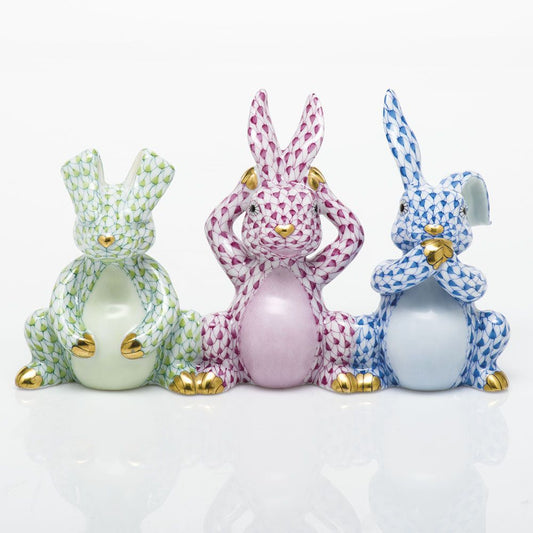 Herend Three Wise Bunnies