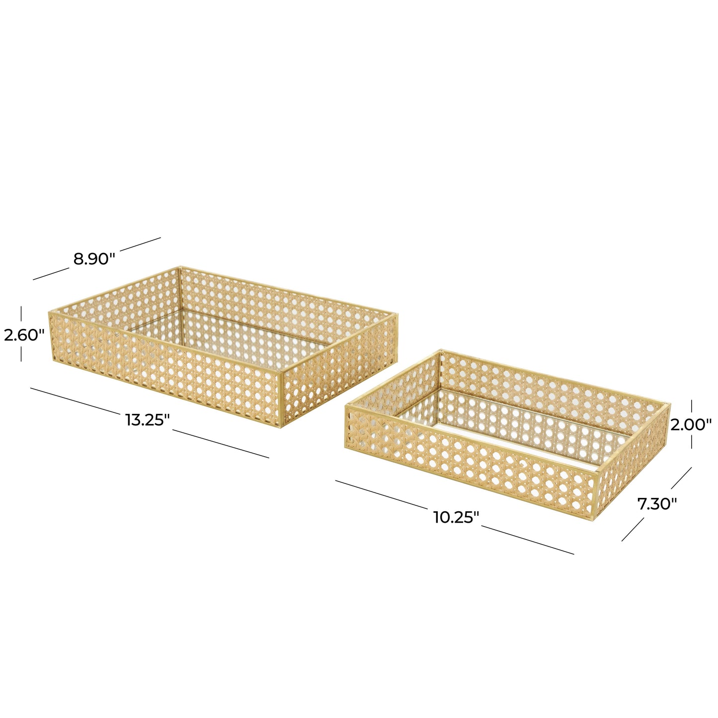 Traditional Brown Rattan Tray Set