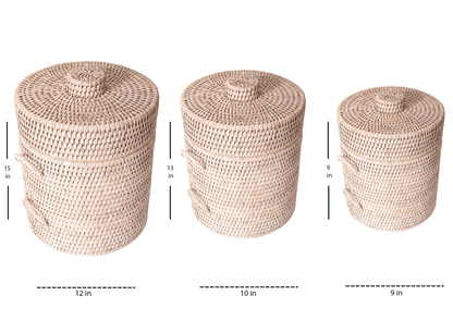 Rattan Ice Bucket with Tongs – Beverage Cooler: Honey Brown / Small
