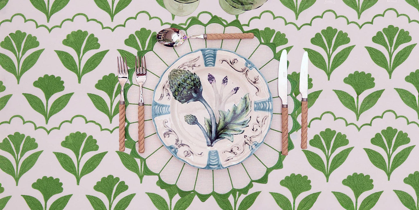 Charlotte Green Embroidered Scalloped Placemat (set of 4)