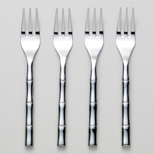 Set of 4 Stainless Bamboo Cocktail Forks