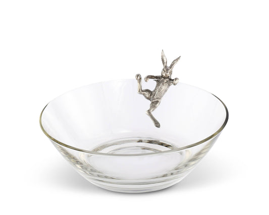 Climbing Bunny Glass Serving / Salad Bowl