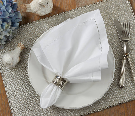 Hemstitched Napkins White Set of 4