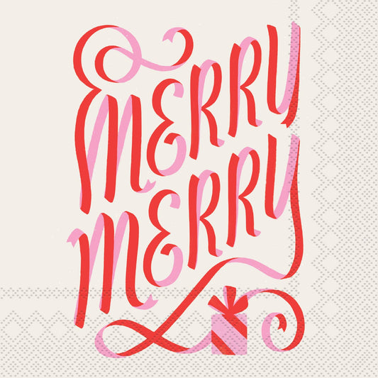 Paper Cocktail Napkins Pk/20 Merry Merry Christmas