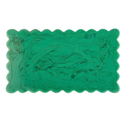 Green Scallop Cheese Board | Hand-Poured Resin | 14 x 8 in