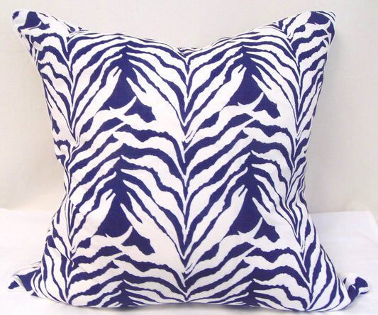 Seaweed Stripe Navy Pillow Cover With Welt -sold as pair