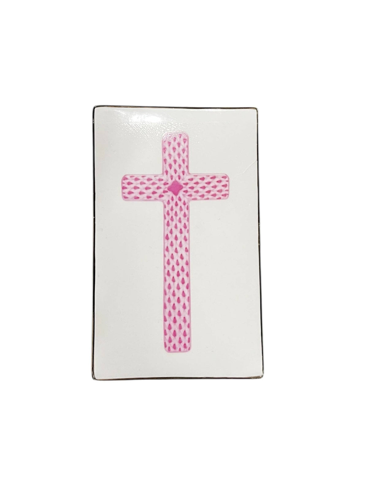 Rectangular Lidded Box with Pink Cross
