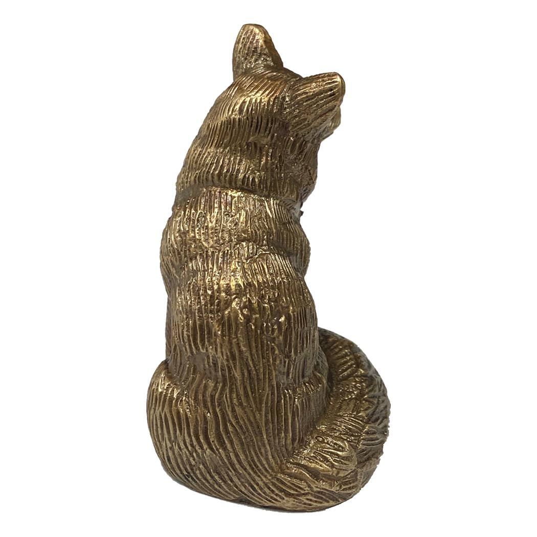 Antiqued Solid Brass Sitting Fox Tabletop Decor, 2-1/2"