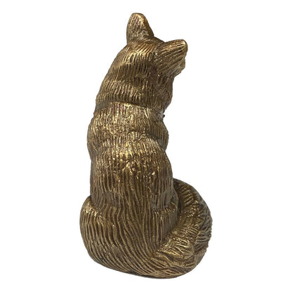 Antiqued Solid Brass Sitting Fox Tabletop Decor, 2-1/2"