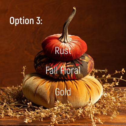 Velvet Pumpkin Stack, Thanksgiving centerpiece: Option 9: Hot Pink Ivory Pink