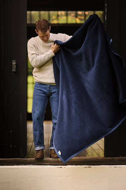 Harborview Herringbone Deep Sea Blanket: Original