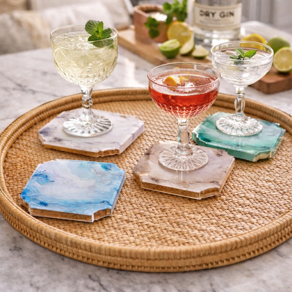 Acrylic Coaster Set of 4, Marble