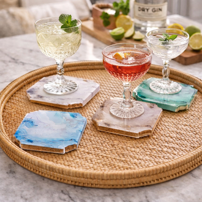 Acrylic Coaster Set of 4, Marble