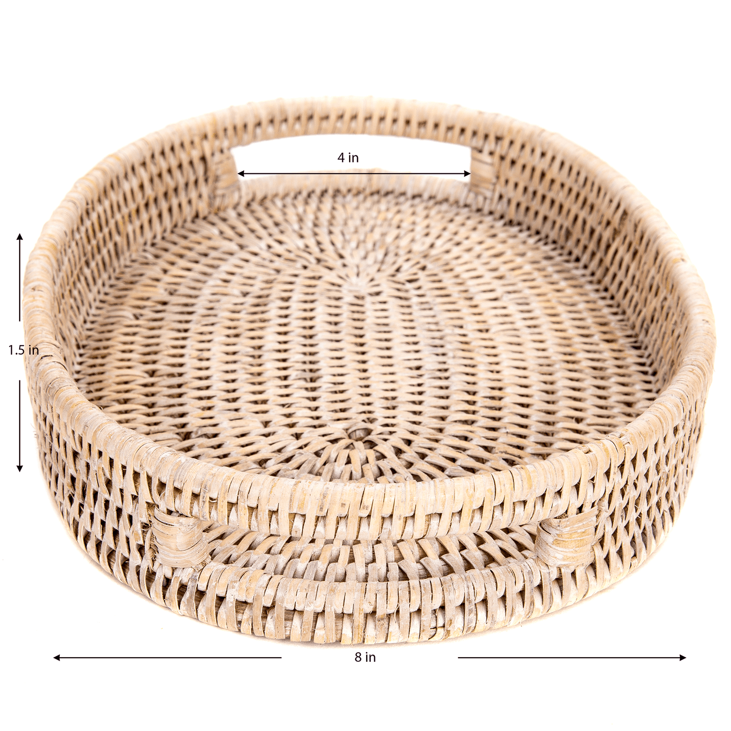 Rattan Oval Vanity Tray: White Wash