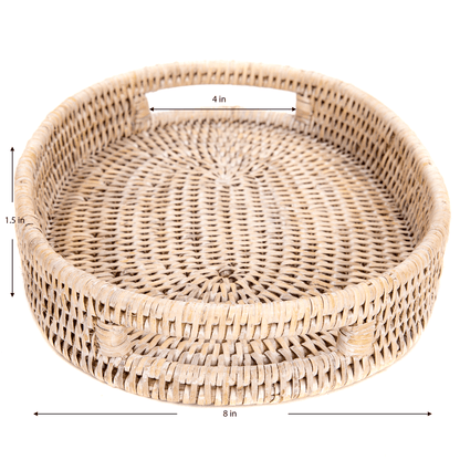 Rattan Oval Vanity Tray: White Wash