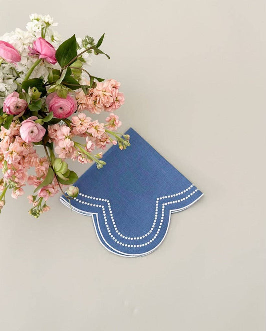 Linen Blue Dots Napkin Set of 2