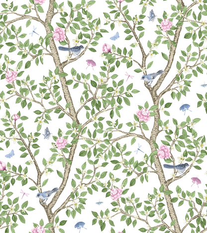 Elsie's Garden Enameled Tissue Box Cover - Blue & Pink