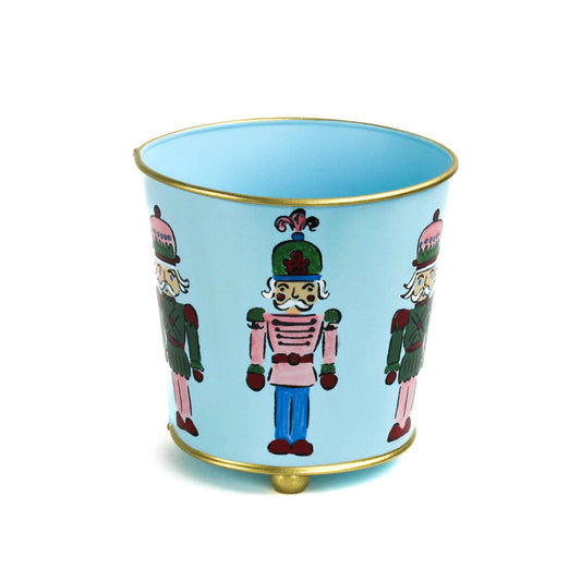 Blue Tole Planter | Nutcracker | Holiday Decor | Cachepot