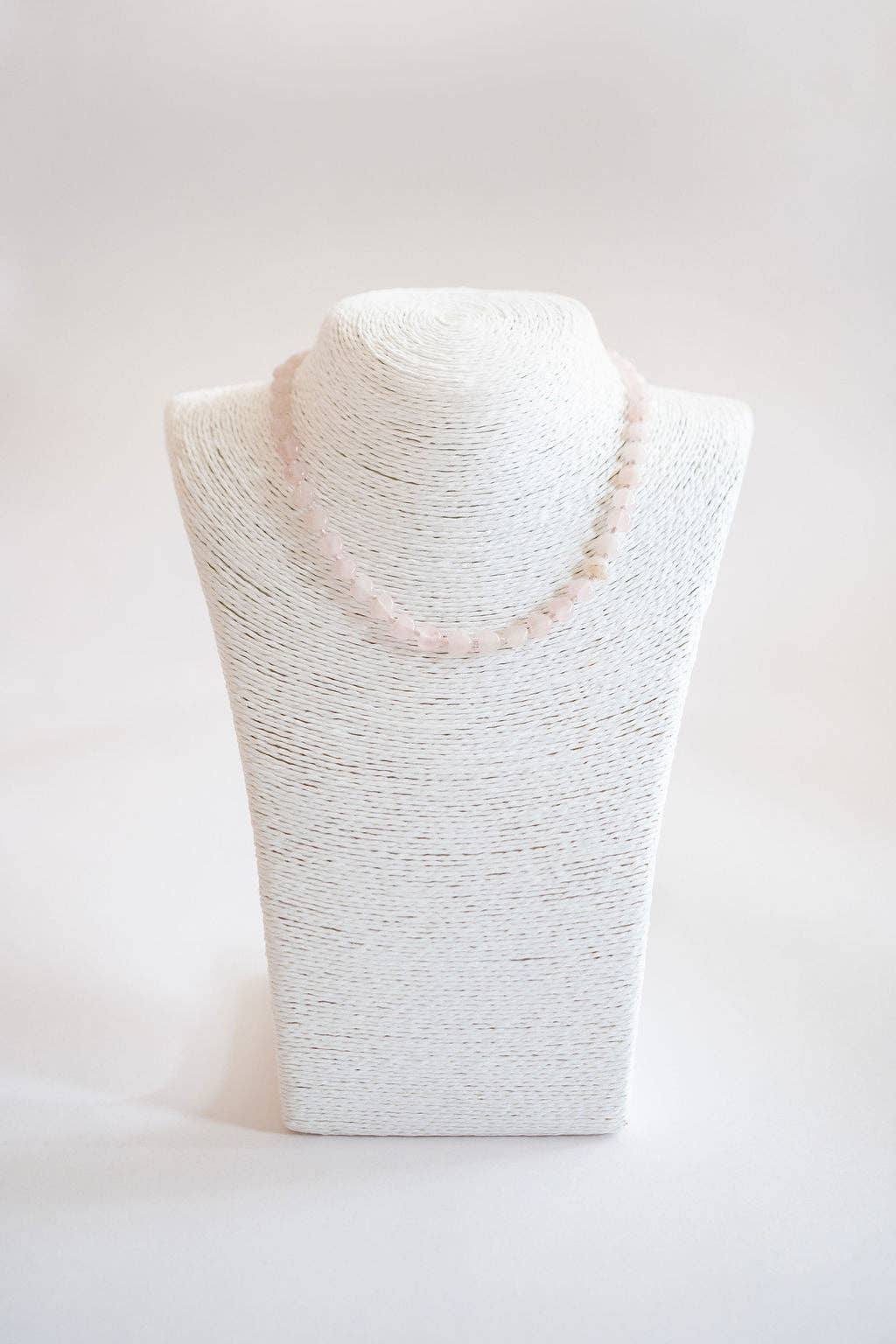 Heart- 14MM - Quartz Beaded Necklace - WS: Pink