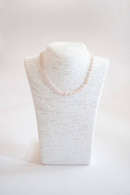 Heart- 14MM - Quartz Beaded Necklace - WS: Pink