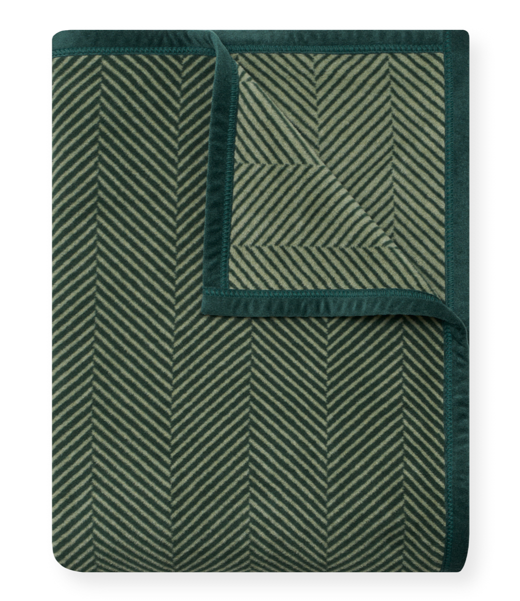 Harborview Herringbone Forest Green Blanket: Original