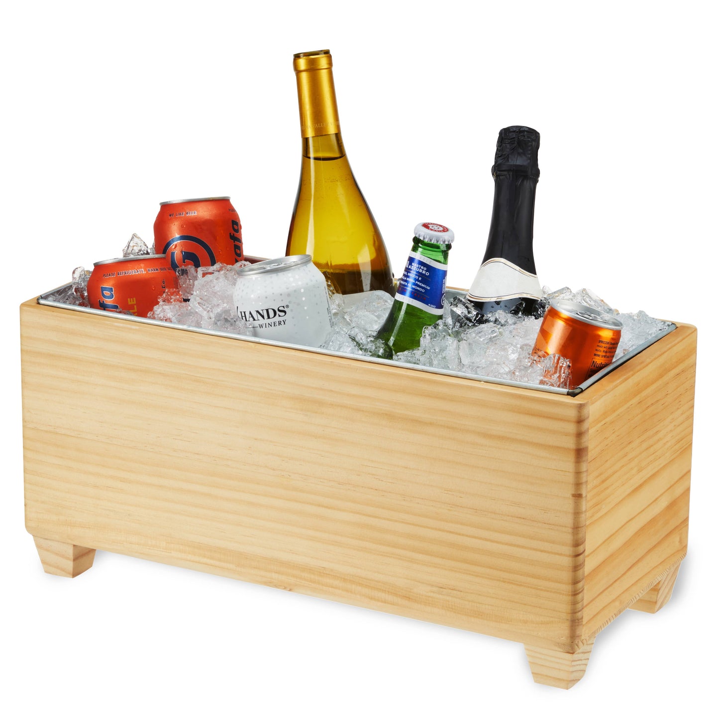 SALE Pine Wood Beverage Tub w/ Galvanized Steel Insert