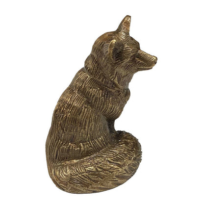 Antiqued Solid Brass Sitting Fox Tabletop Decor, 2-1/2"