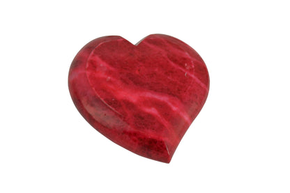 Set of 6 Red Alabaster Stone Heart Paperweights 2.5"
