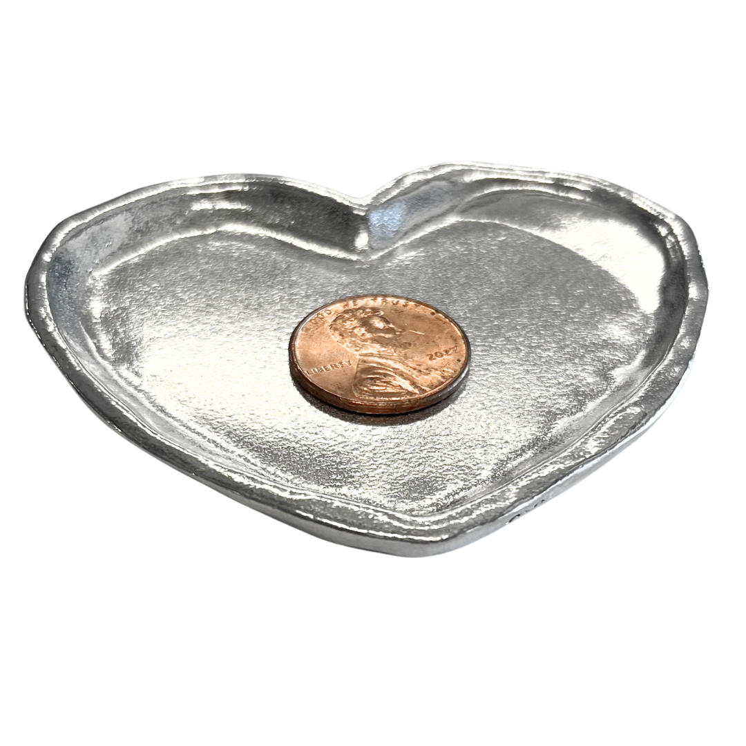 Handmade Pewter Coin Dish - Ring Dish - Jewelry Dish: Plain Heart Dish