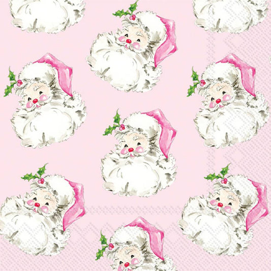 Paper Lunch Napkins 20 ct Pink Santa Christmas