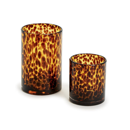 Pair of Tortoise Print Vases/ Candleholders