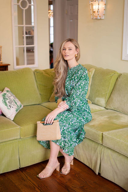 Mary Natural Straw Clutch - Bamboo Natural Handle - WS: Bamboo Toggle