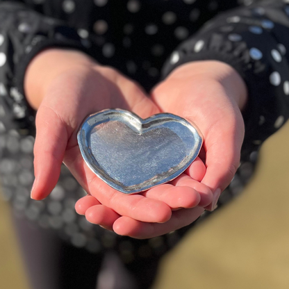 Handmade Pewter Coin Dish - Ring Dish - Jewelry Dish: Plain Heart Dish