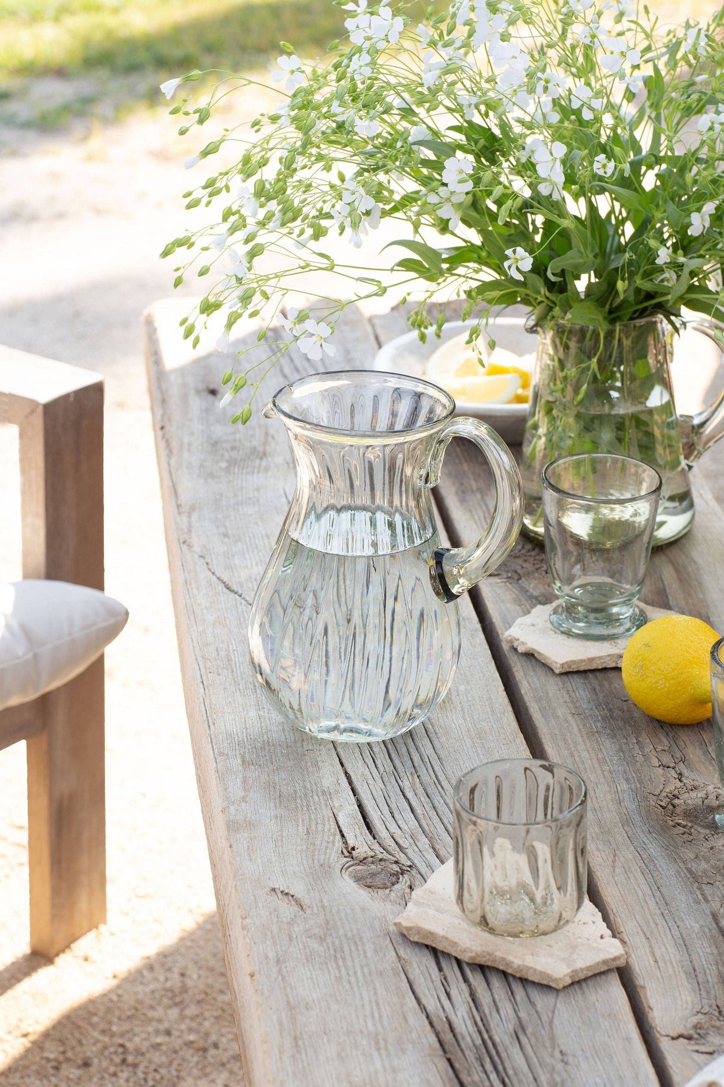 Handblown Fluted Pitcher: Large