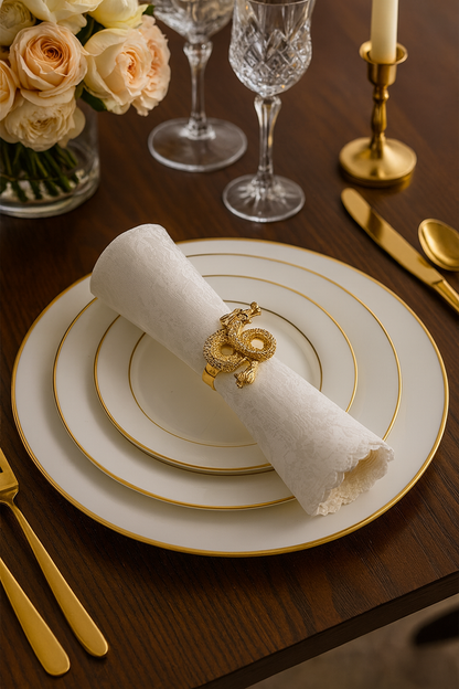 Gold Dragon Metal Napkin Holder Ring-set of 4