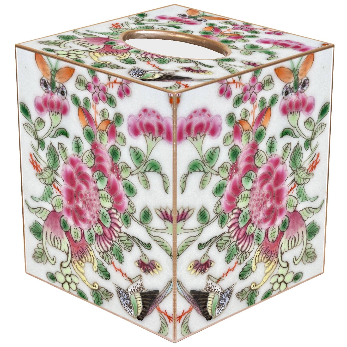 Rose Medallion Roses with Bird Tissue Box Cover