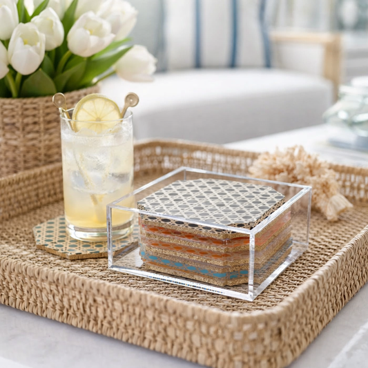 Acrylic Coaster Set of 4 Cane in Box