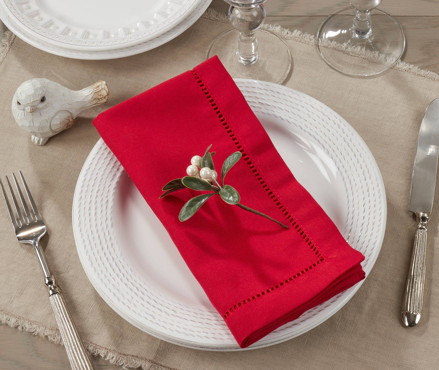 Poly Hemstitched Dinner Napkin: Pink / 20"