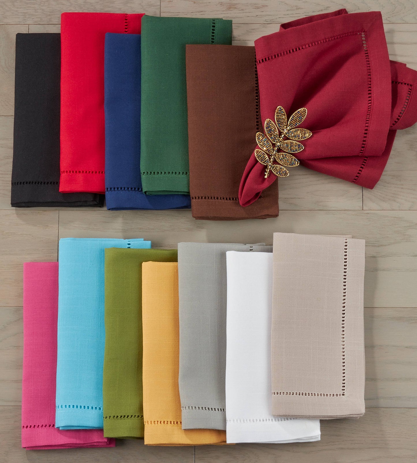 Poly Hemstitched Dinner Napkin: Pink / 20"