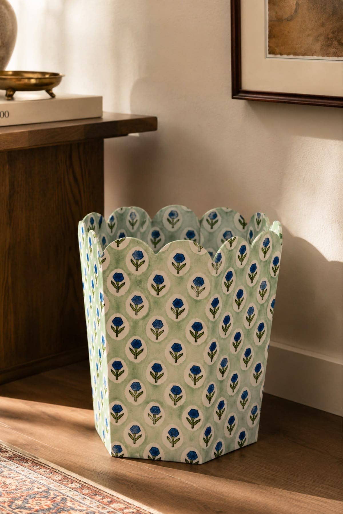 Green Block Wastebasket