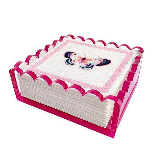 Cocktail Napkin Holder, Scalloped/Pink