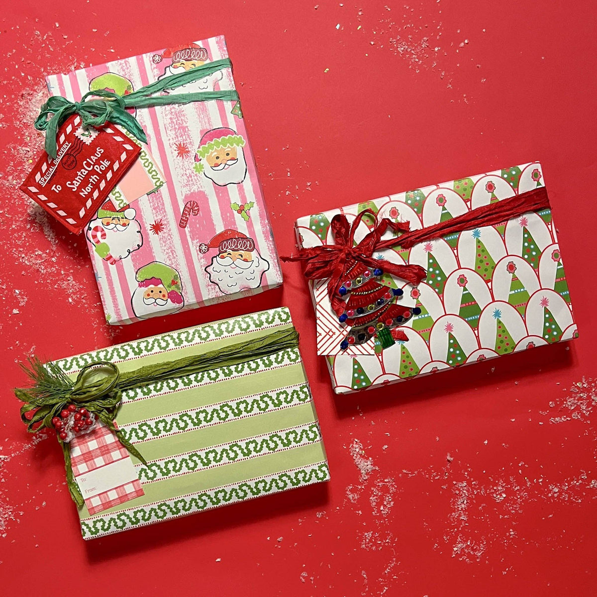 Green Stripe Gift Wrapping Paper | Holiday Gift Wrap